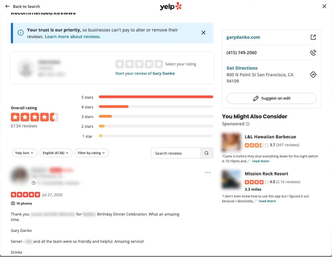 Real customer reviews on Yelp, read by Adlicio