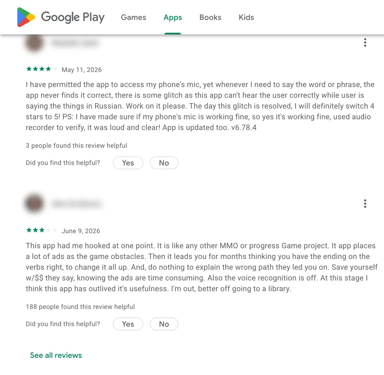Real customer reviews on Google Play, read by Adlicio