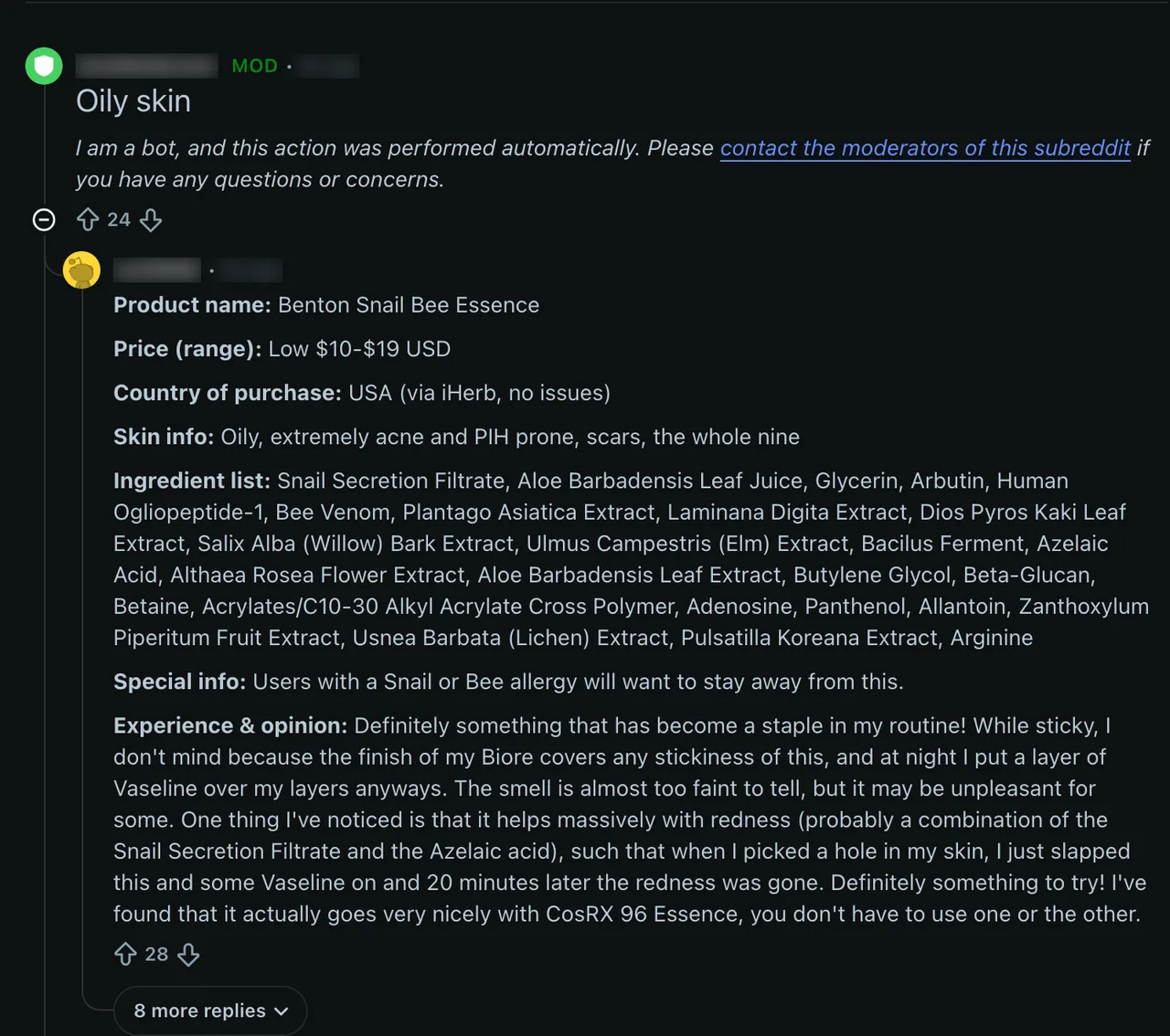 A Reddit megathread with hundreds of comments, usernames blurred. This is the raw customer language before mining.